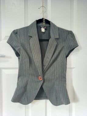 Y2K Short Sleeve Pinstripe Blazer Corset Back